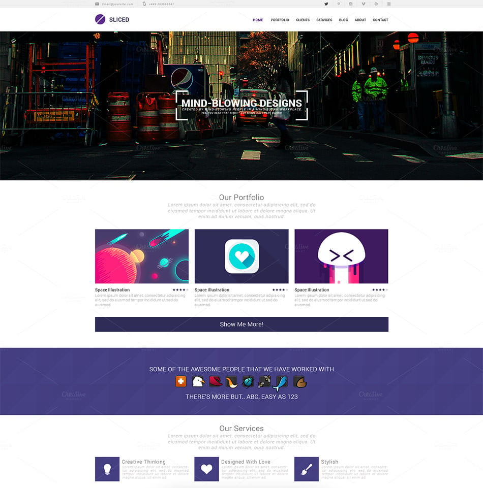 psd one page template