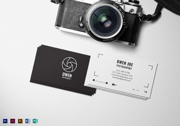photographer lens business card template