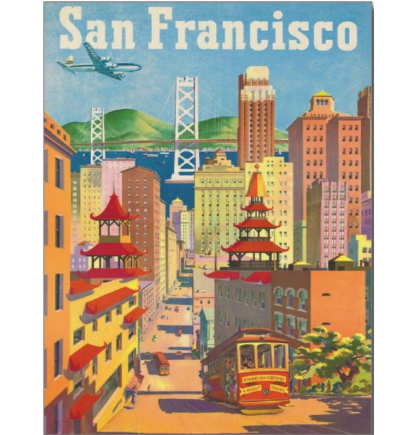 postcard with vintage san francisco poster