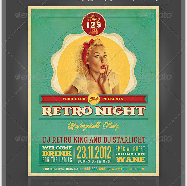 retro party flyer template