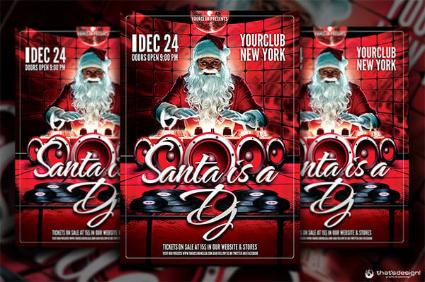 santa is a dj flyer template