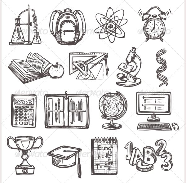 school education sketch icons1