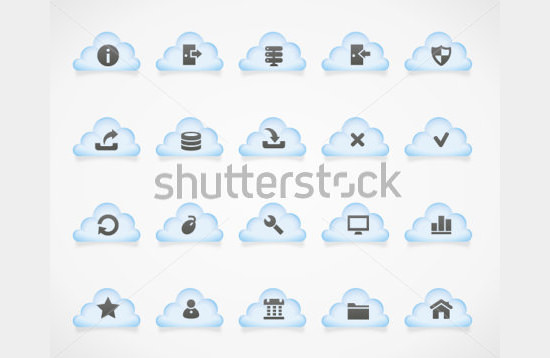 server icons on light clouds