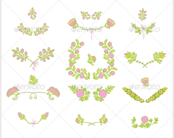 set of floral graphic design elements