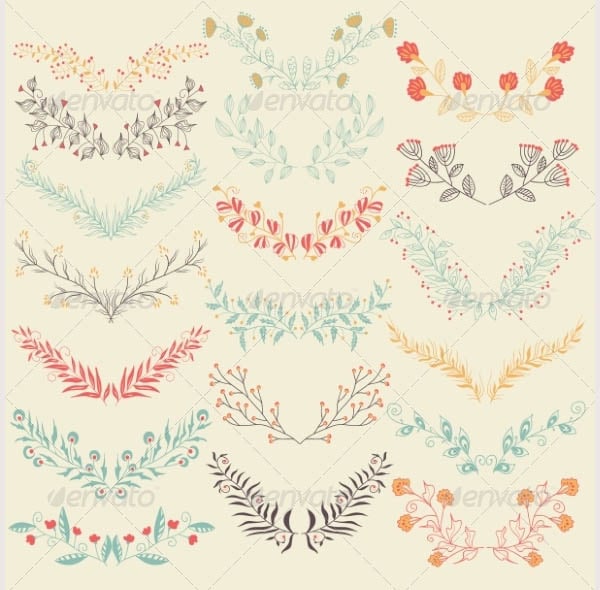 set of graphic floral design elements