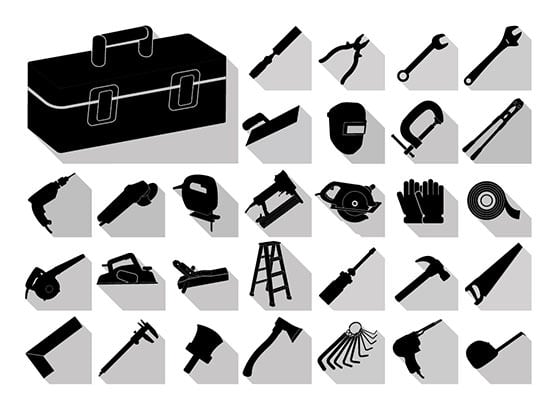 set of black tool icon