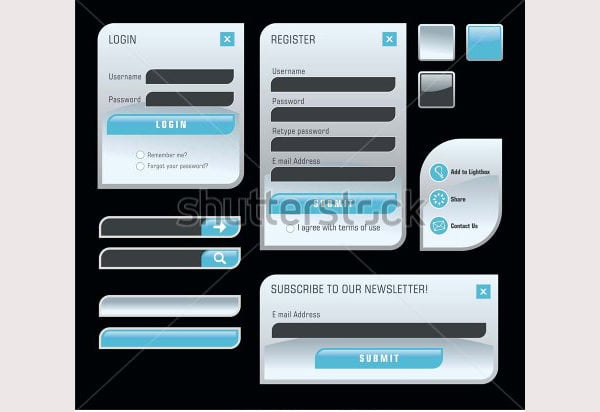 set of web forms