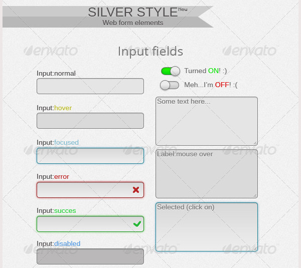 silver web form elements
