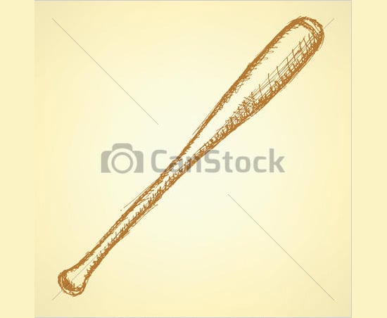 sketch baseball bat vector