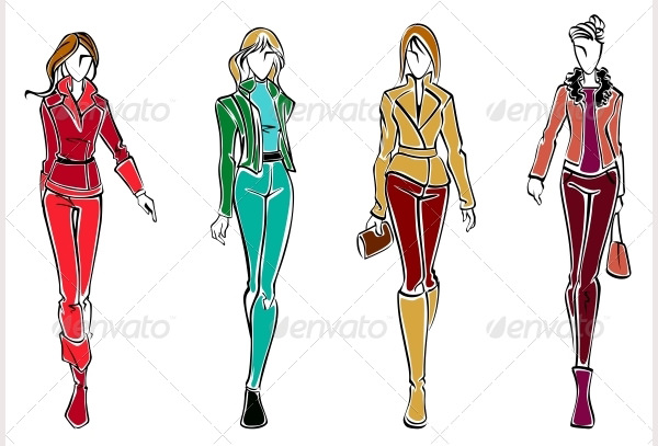 fashion designing sketches of models