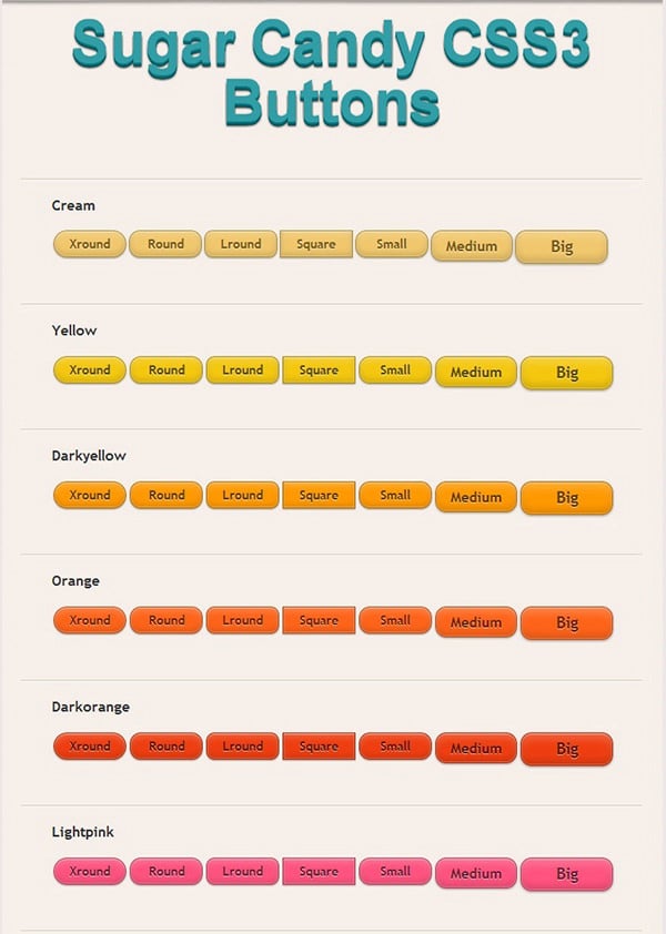 sugar candy css3 buttons