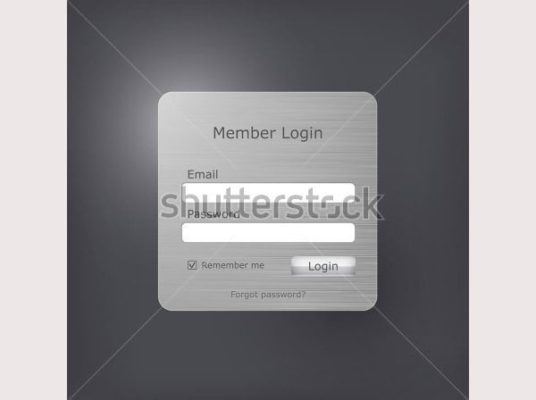 vector login form with brushed metal texture
