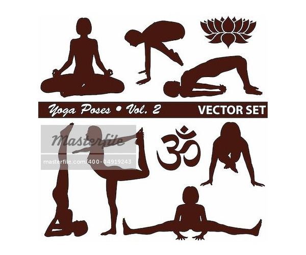 Yoga pose black silhouette vector 03 free download