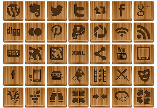 wood button icons