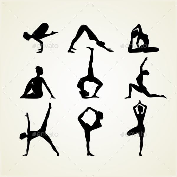 yoga pose silhouettes
