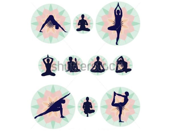 yoga silhouettes set