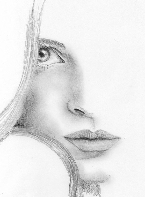 line face in pencil