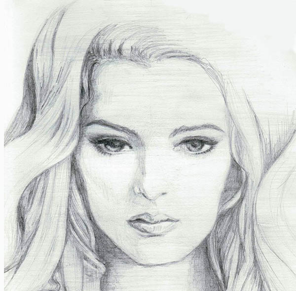 Cartoon girl face pencil sketch  Smail Jr