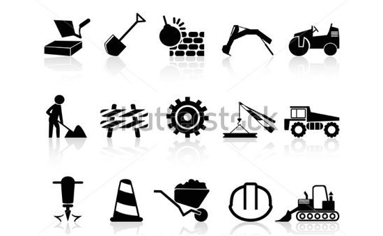 heavy construction icons set