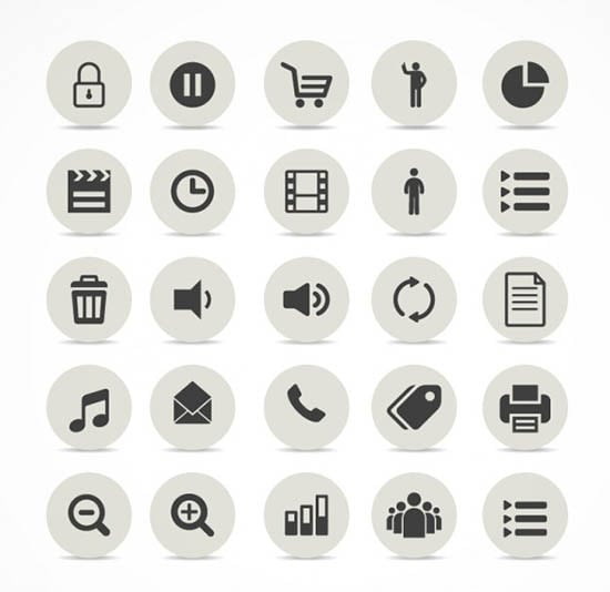 multimedia simple icons set