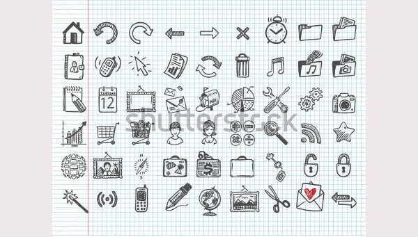 set of 54 doodle icons