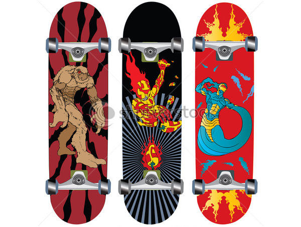 skateboard design with fire