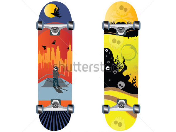 skateboard design with skull