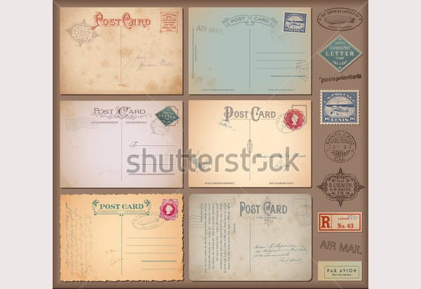 vintage postcards and postage stamps