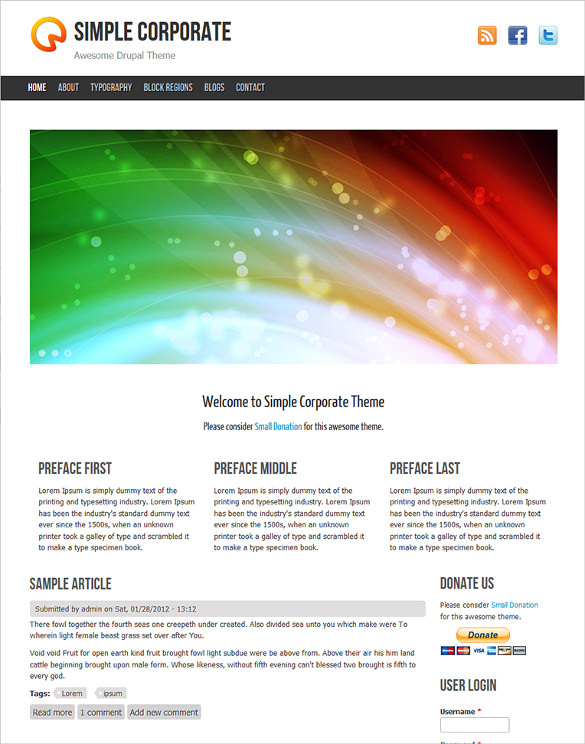 simple corporate free drupal theme