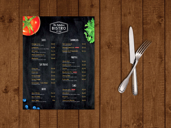 modern bistro cafe menu design template