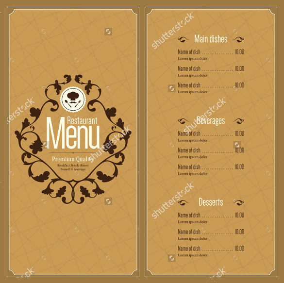 restaurant menu design template