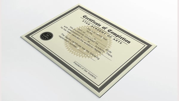 completion certificate design