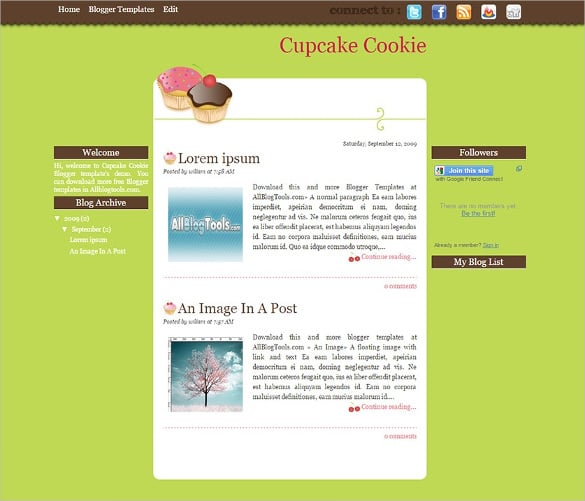 cupcake cookie blogger template