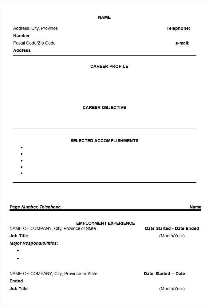 Chronological Resume Template – 25+ Free Samples, Examples, Format ...