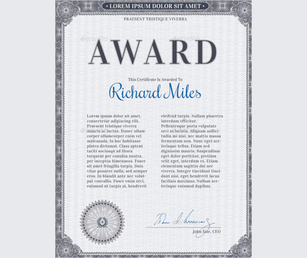 award certificate design