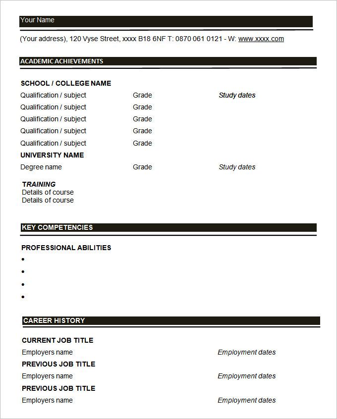 blank biodata form