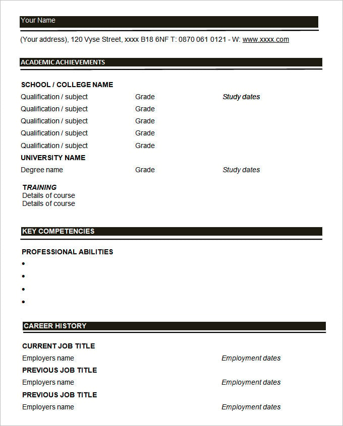 46+ Blank Resume Templates DOC, PDF Free & Premium Templates