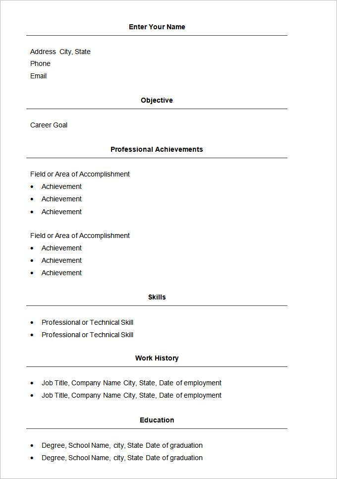 54 Basic Resume Templates PDF DOC PSD