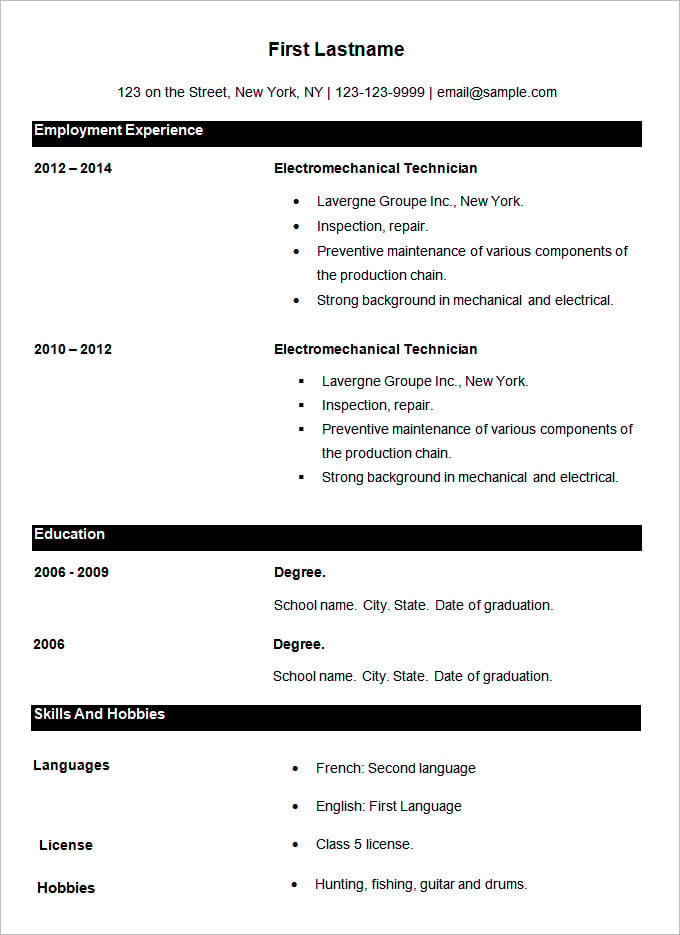 basic resume template for job seekers