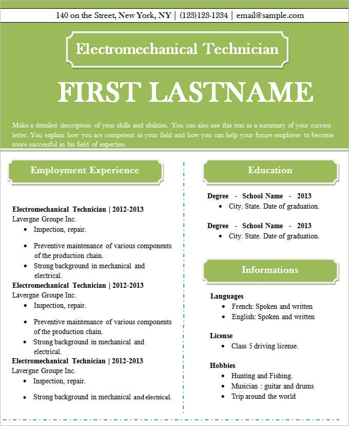 example of plain text resume