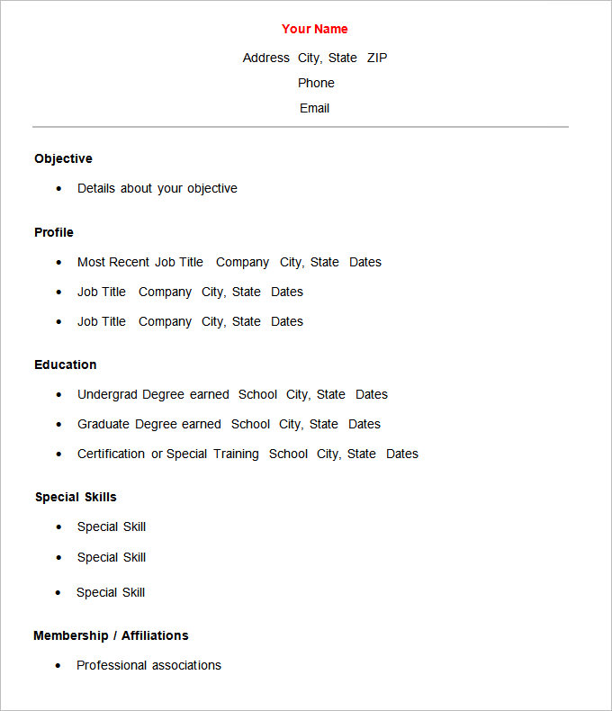 70+ Basic Resume Templates  PDF, DOC, PSD  Free  Premium Templates