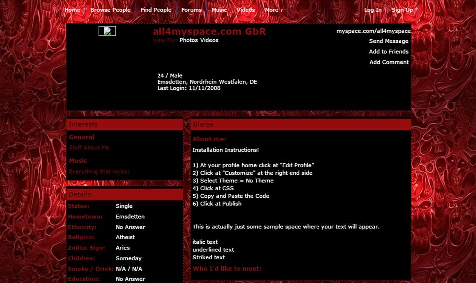 bloody halloween myspace layouts