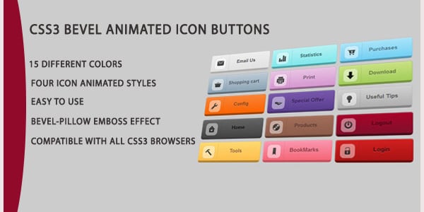 css3 animated icon rounded buttons