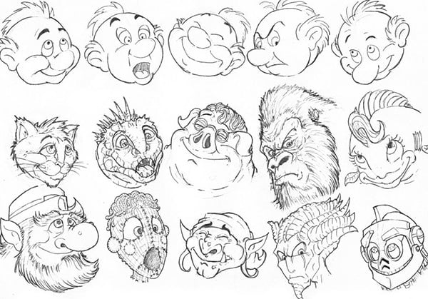 cartoon face sketch