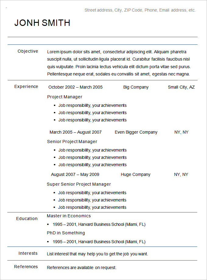 12+ Free Chronological Resume Templates PDF, Word Examples