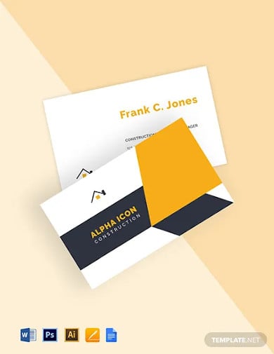 construction company business card template