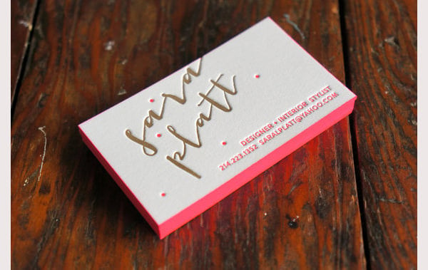 custom extra thick letterpress business card with edge painting