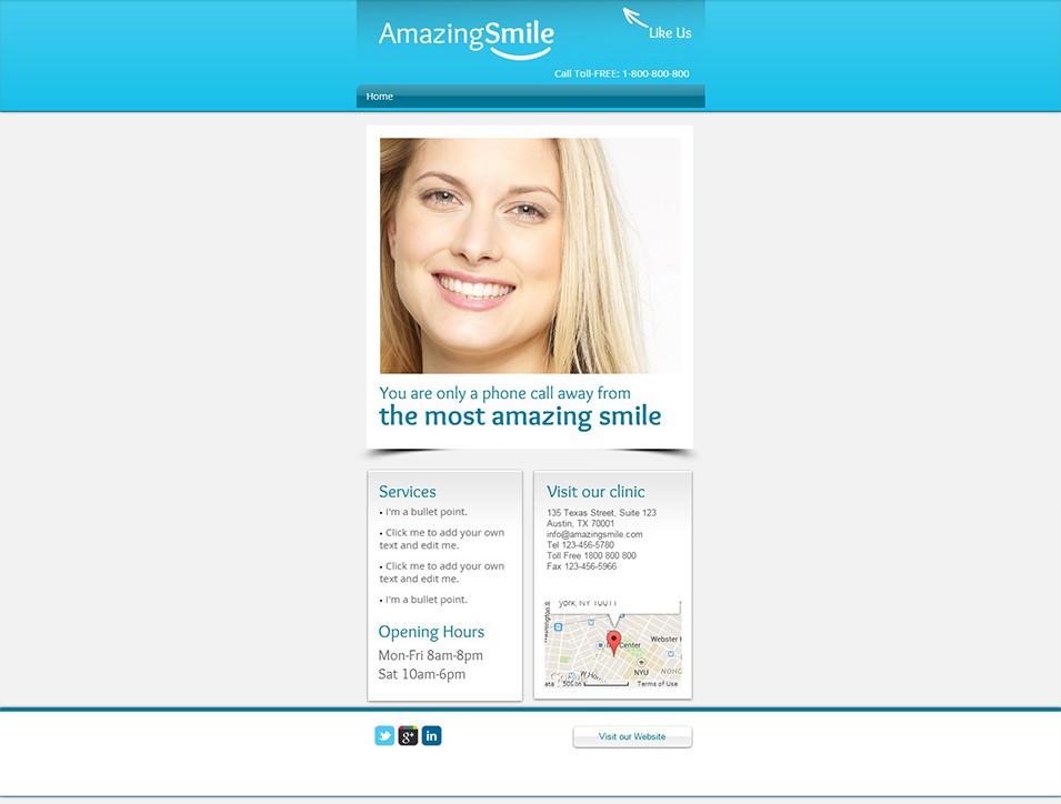 dental clinic fb website template wix