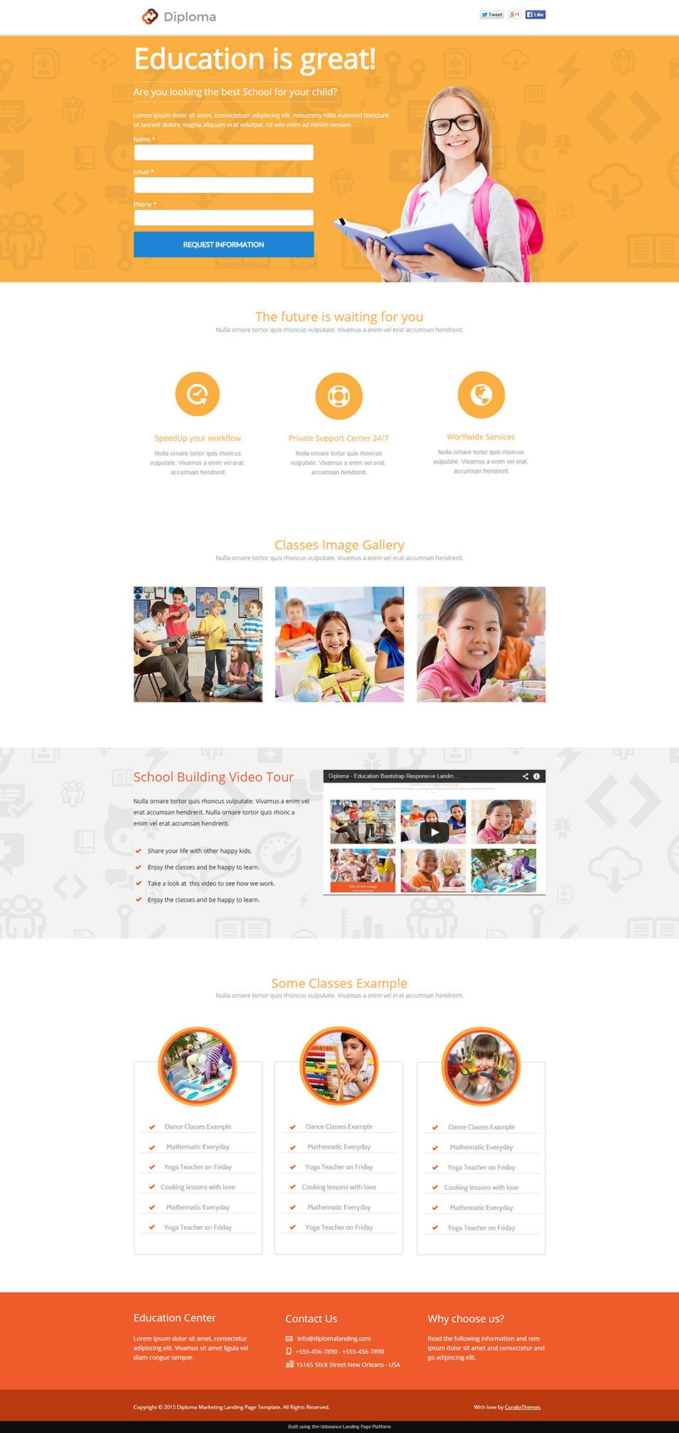 diploma unbounce landing page template