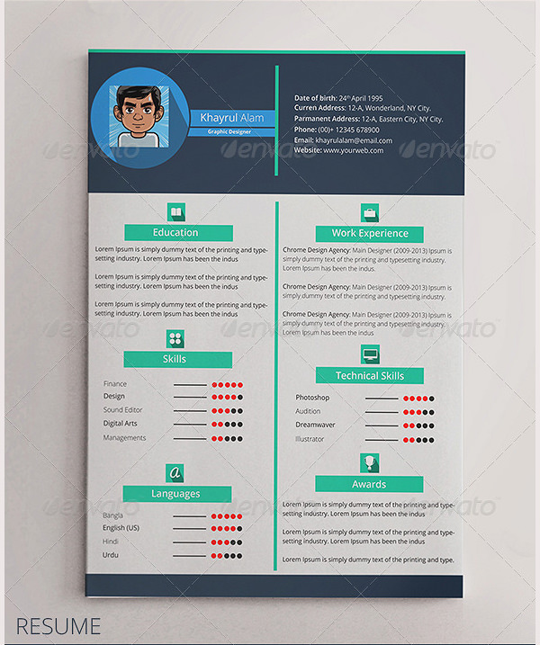 flat resume cv template